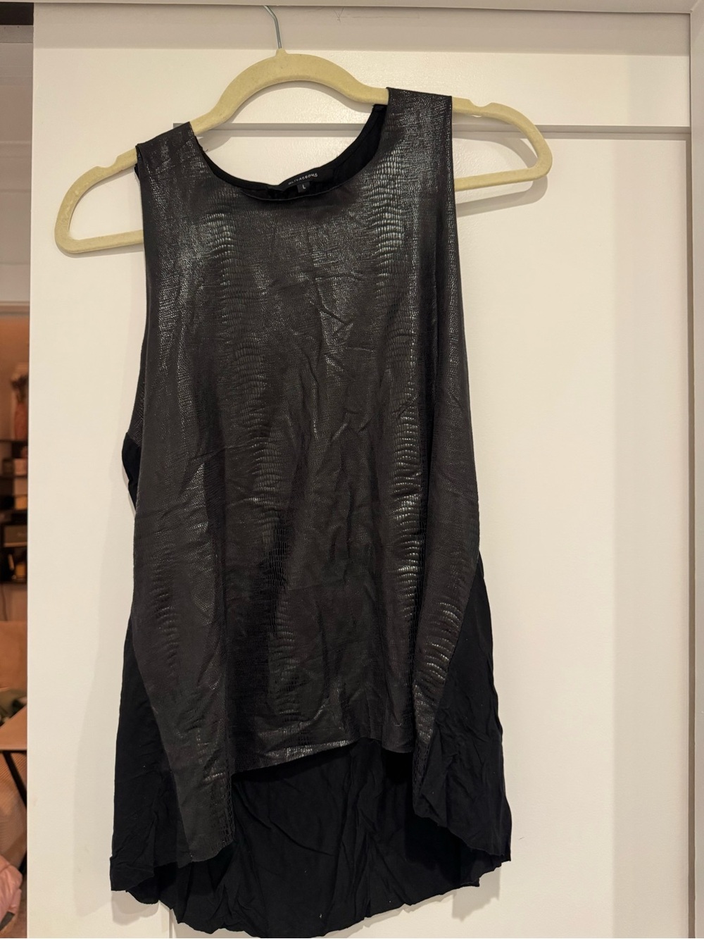 Olivaceous Black Shimmer Overlay Tank Top